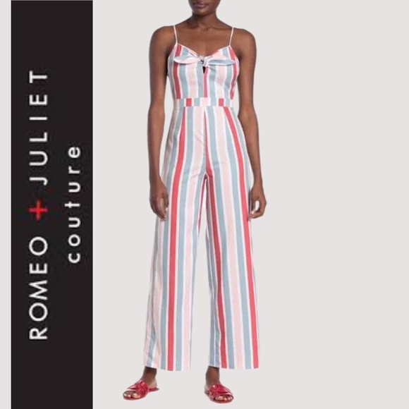 Romeo & Juliet Couture Pants - Romeo & Juliet Couture Wide Leg Stripe Jumpsuit